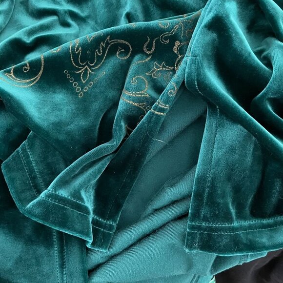 DVF Diane Von Furstenberg Vintage Velvet Long‎ Sleeve Tunic Green Large - Picture 7 of 7